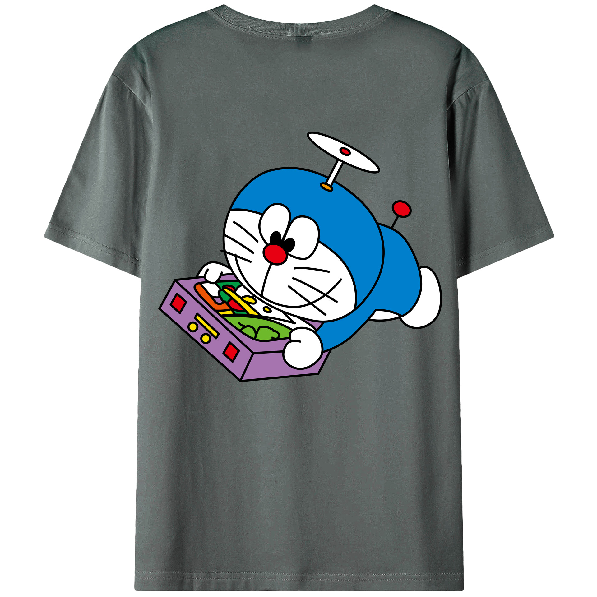 （画像用） ドラえもん Doraemon 綿100％ メンズ半袖Tシャツ（バックプリント） 通気性
